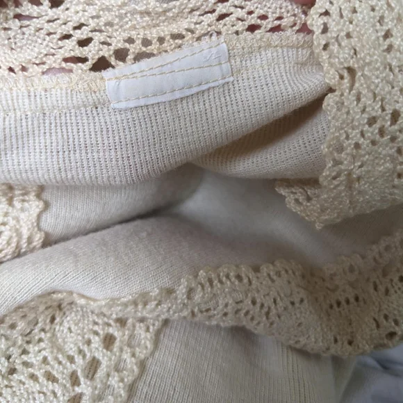 Vintage 70's Crotchet Trim Long Sleeve Blouse - Picture 5 of 5